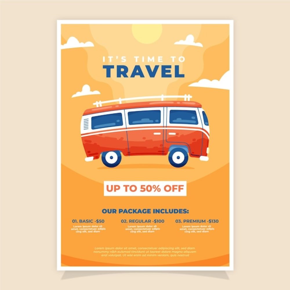 旅游销售插图传单设计